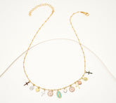 David Markstein Tri-Tone Sterling Silver Heart & Cross Charm 17 + 3" Necklace